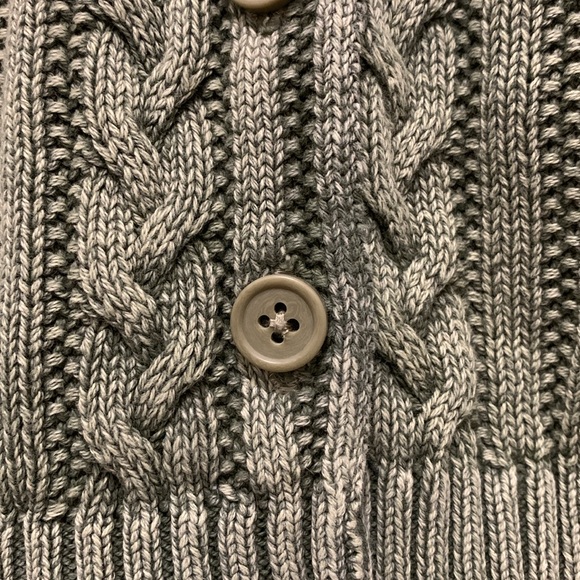 American Eagle 100% cotton AEO size XS green cable cropped sweater cardigan - Picture 3 of 5